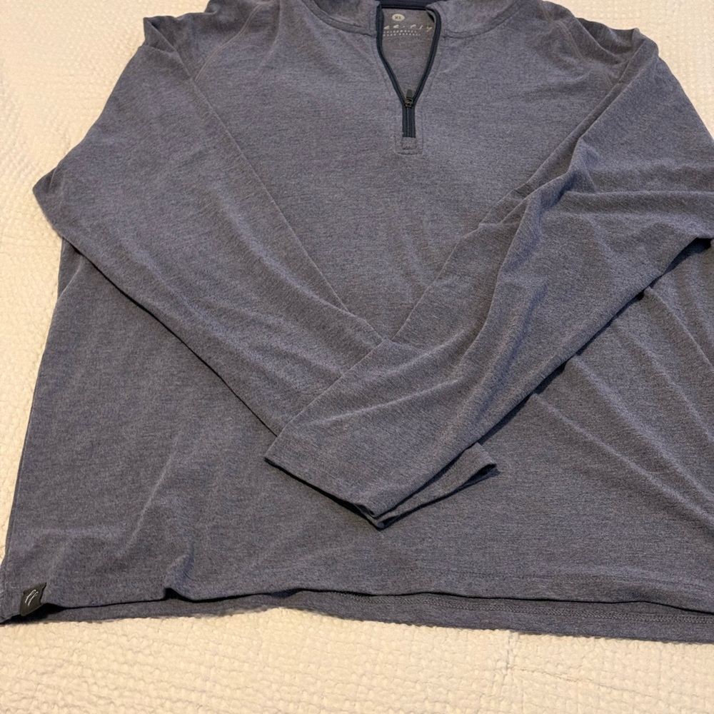Free Fly Apparel Men’s Zip Pullover Sweater in Heather Blue-Gray